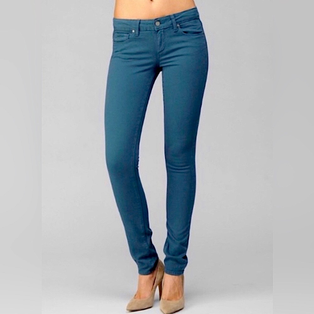 PAIGE SKYLINE SKINNY JEANS IN TEAL BLUE GREEN SIZE 28